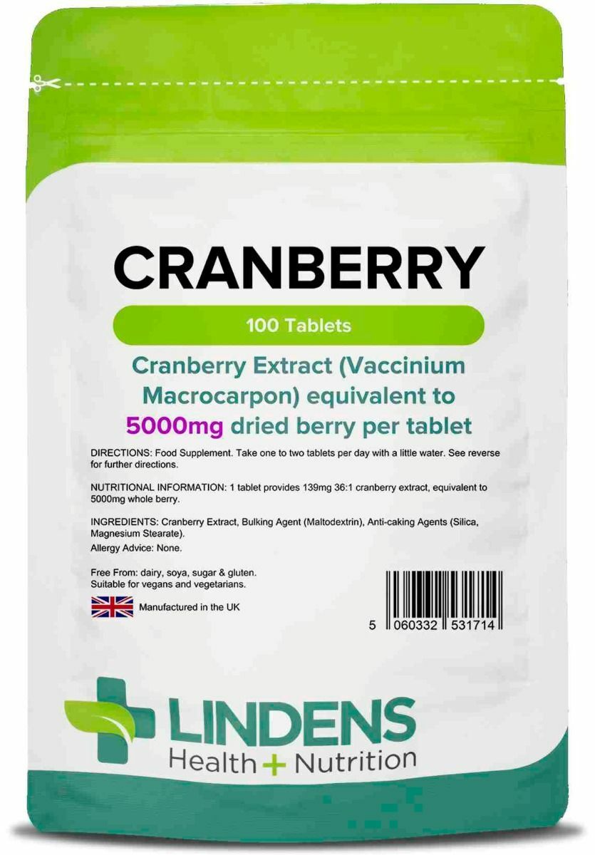 **Lindens Cranberry JUICE 5000mg Tablets (100) Cystitis URINARY Health