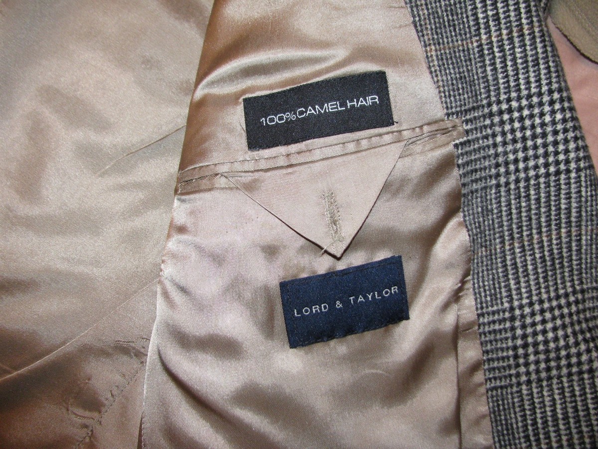 Grant Thomas Lord & Taylor Mens Plaid Blazer Sport Coat 100% Camel Hair 42 R View 6