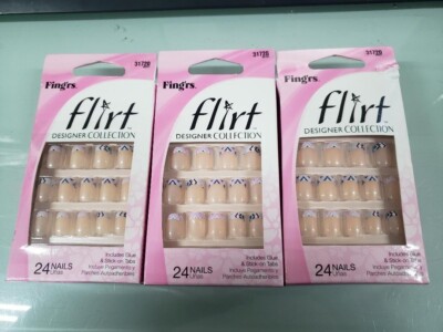 Fing'rs Fashion Nails Stick On Tabs - FLIRT Design -LOT OF 3 NO GLUE!! 31720 N48