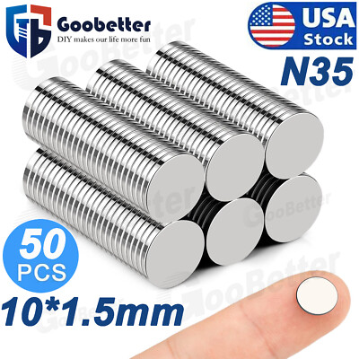 50pcs 10*1.5mm Super Strong N35 Round Disc Neodymium Fridge Magnets Rare Earth