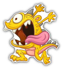 Monster Running Crazy Cartoon Car Bumper Sticker Decal "SIZES"