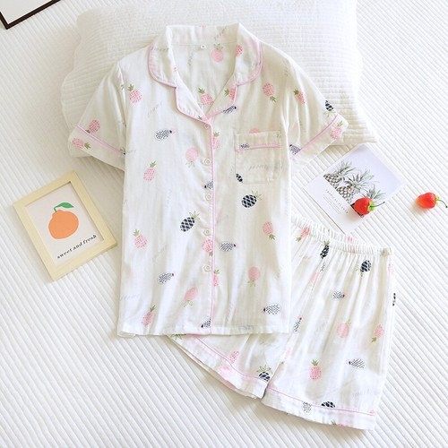 Conjunto de pijama de manga corta 100 % algodón japonés para mujer Prendas para dormir Pj - Imagen 9 de 31