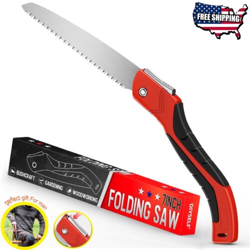 7" Folding Hand Saw SK5 Blade, Pruning Camping Survival Tool for Wood Cutting