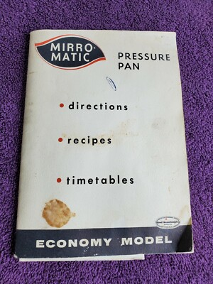 #ad #ad 1961 MIRRO MATIC PRESSURE PAN Manual Booklet Directions Recipes Timetables 54220 $7.19