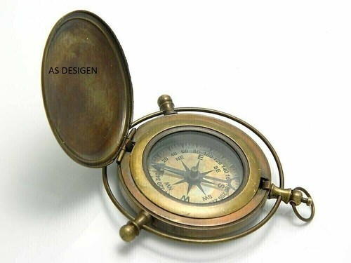 ESTILO ANTIGUO BRÚJULA DE BOLSILLO BRÚJULA DE LATÓN BRÚJULA DE RELOJ DE SOL - Imagen 3 de 5