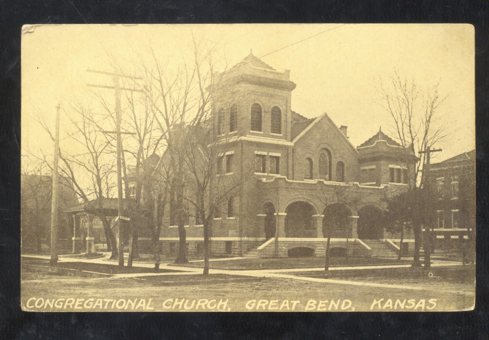 GREAT BEND KANSAS CONGREGATIONAL CHURCH VINTAGE POSTCARD DORRANCE KS