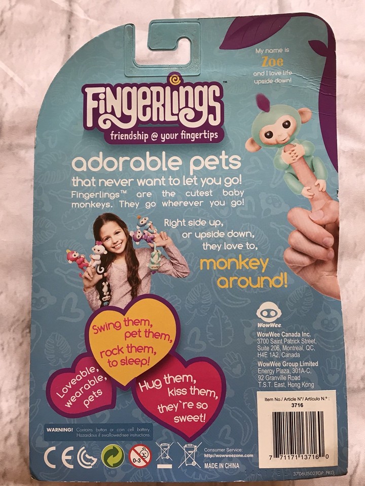 Wowyee WowWee Fingerlings Interactive Baby Monkey Toy Zoe New In Package Gift ...