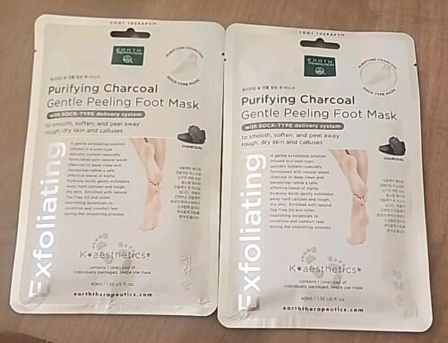 Earth Therapeutics Purifying Charcoal Gentle Peeling Foot Mask 2 pairs