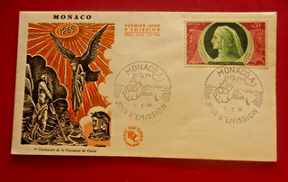 FDC 1er JOUR : 1966 7e Centenaire de la Naissance de DANTE MONACO