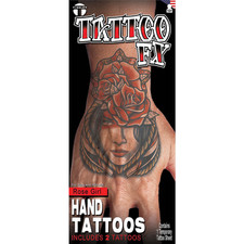 Tinsley Transfers Hand Tattoo Rose Girl Temporary Tattoos - Morris Costumes