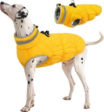 Abrigo FUAMEY para Perros Grandes Impermeable con Arnés NUEVO CON ETIQUETAS AMARILLO GRANDE C-0205