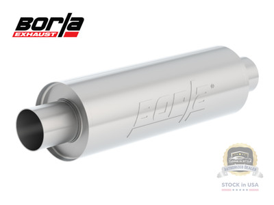 Borla XR-1 Racing Sportsman Muffler 2.5 in/Out, 5 in x 15 in Round Case