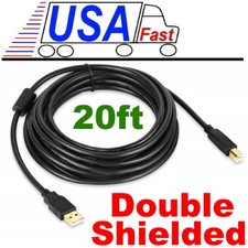 20 Ft/FOOT USB 2.0 Cable for Audio Interface, Midi Keyboard, USB Microphone Cord