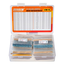 25 Values Single Resistor Kit with 1000 Pcs 1 Ohm-1M Ohm 1/2 W 1 Metal Film Res