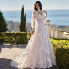 A-line Wedding Dress with Jacket Sweetheart Neck Lace Appliques Bride Gowns