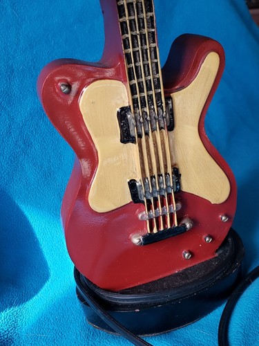 Vintage Electric Guitar Shaped Bedside Table Accent Lamp w/ Shade GWO 15” Music - Picture 13 of 15