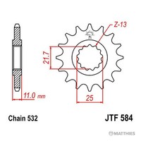 Ritzel Teilung 532 ZäHne 15 Ritzel Vorne JTF584.15