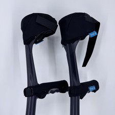 Antdvao Forearm Crutches Pair Black Adjustable Ergonomic Handgrip Quad Base