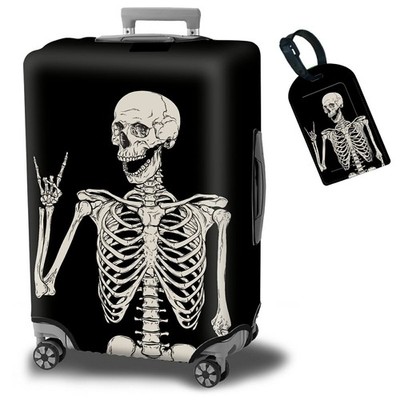 Luggage Cover Suitcase Protector Plus 1 Luggage Tag, Rock Skull Travel Suitca...