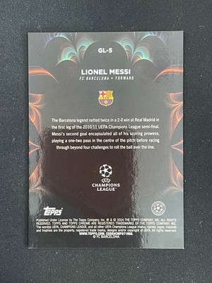 Lionel Messi 2023-24 Topps Chrome UEFA Golazo Aqua Wave Refractor