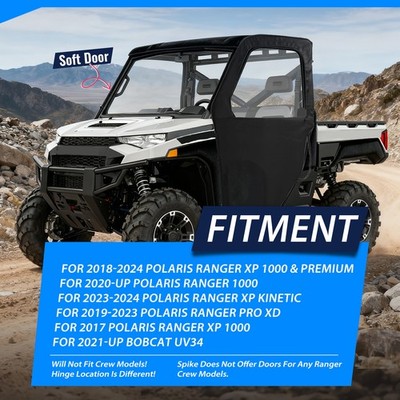 UTV Frame Cab Enclosure Soft Doors For Polaris Ranger 1000 / XP