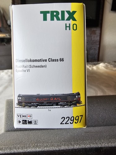 Trix 22997 Diesellok Class 66 RushRail, mfx,Sound,Rauch,Umbau Märklin Dreileiter | Condition: Gebraucht