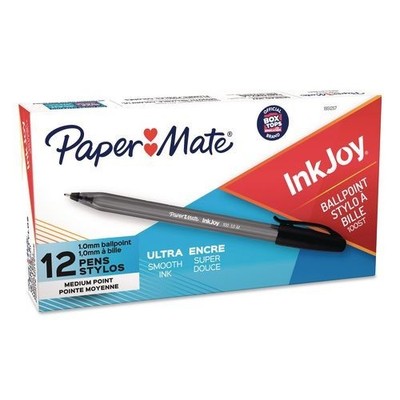 Paper Mate InkJoy 100 Ballpoint Pen, Stick, Medium 1 mm, Black Ink, Dozen