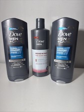 Dove Men+Care Body and Face Wash Clean Comfort Lot Of 3 - 13.5 OZ (2 )+ 18 OZ.