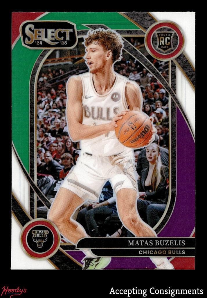 2024-25 Select Green White Purple Prizms #277 Matas Buzelis RC ROOKIE BULLS
