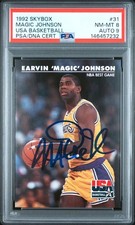 1992 SkyBox USA Dream Team Magic Johnson #31 Auto - PSA / DNA - NM-MT 8, Auto 9