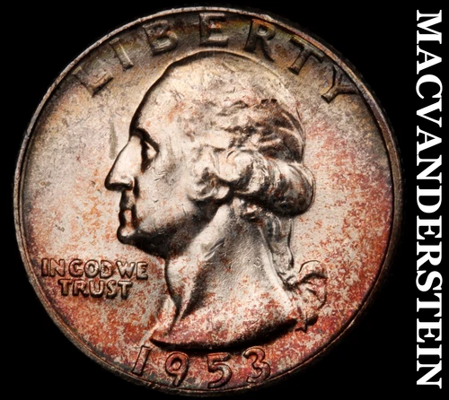 1953 Washington Quarter- Silver Choice Gem Brilliant Uncirculated Color #i9609