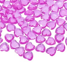 50 Pcs Acrylic Heart Rhinestone 12mm Plastic Gems Rose Red