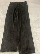 Rocawear Jeans Mens 34 Black Denim Straight Leg Repair Flaw Missing Button