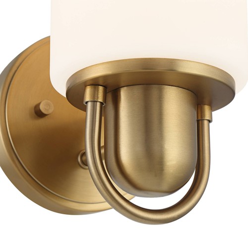 Modern Wall Light Sconce Warm Brass Hardwired 4 3/4" Fixture White Glass Bedroom - Picture 3 of 8