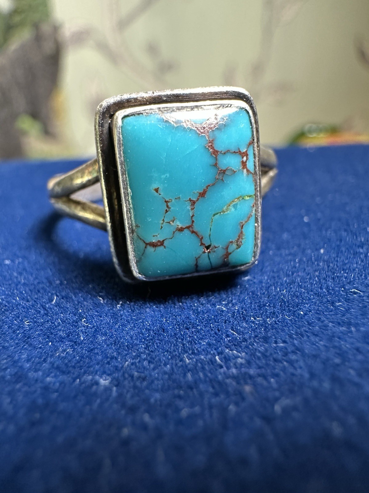 Rectangle Turquoise Sterling Silver Ring - image 7