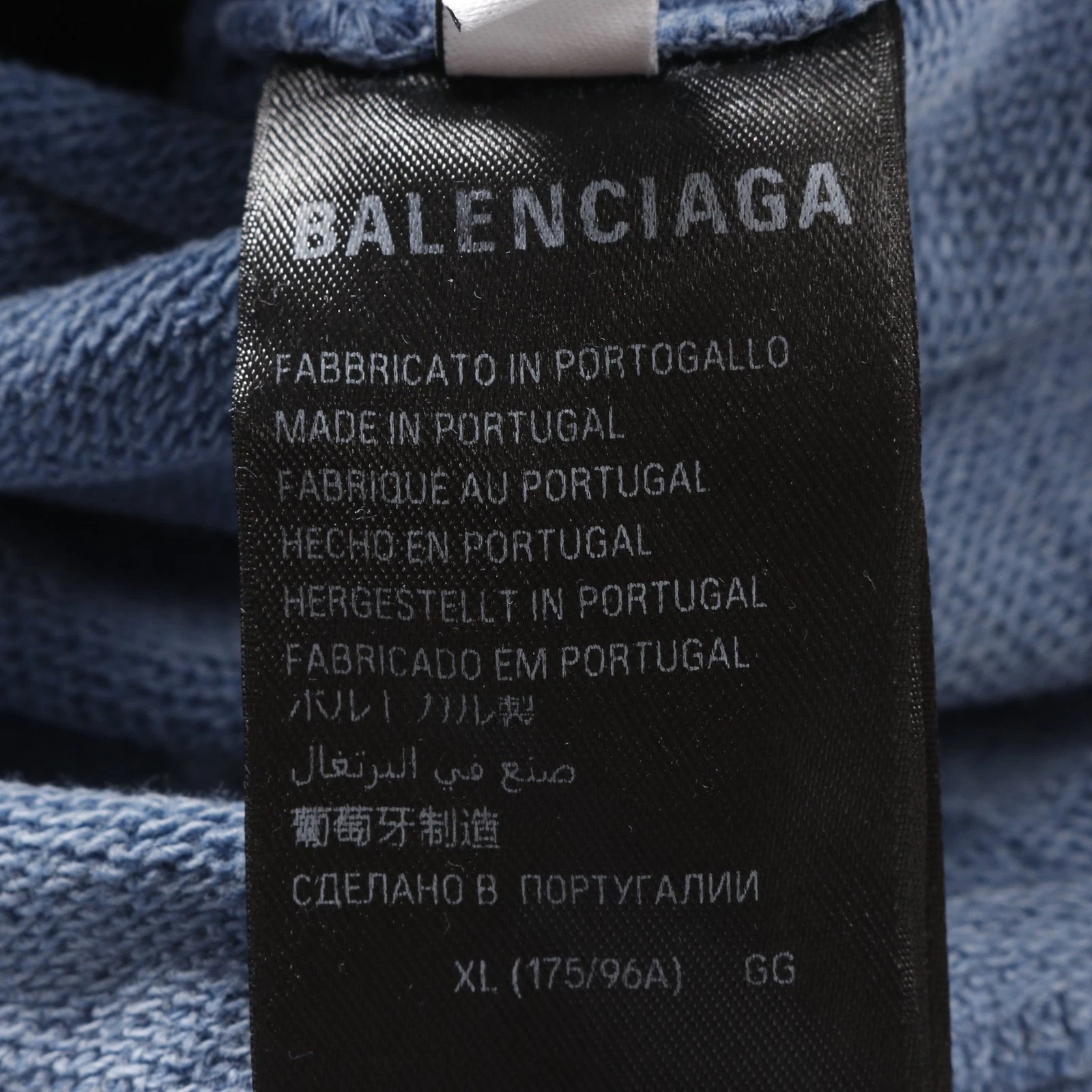 【Tops】BALENCIAGA TAPE TYPE BB logo pullover felpa con cappuccio cotone azzurro invecchiato