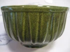 McCoy Pottery Mission Green Bowl Made In USA 5" Wide 3" Deep Ribbed Pattern