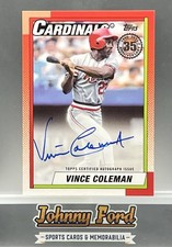 Vince Coleman 2025 Topps Series 1 35th Anniversary Auto #90A-VC Cardinals