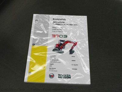 Wacker Neuson 3703 Crawler Excavator Parts Manual Exploded View Diagram Book