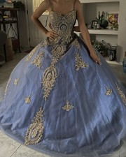 Blue Gemmed Quince Dress Size S Women's