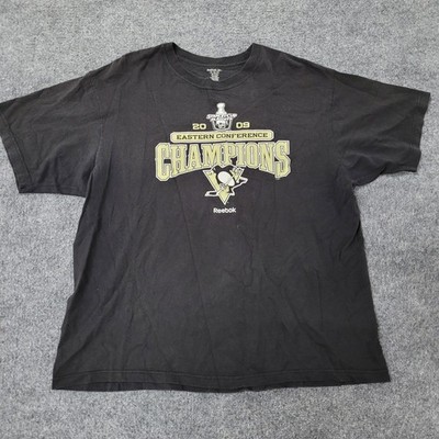 Reebok T-Shirt Mens XL Black 2009 NHL Eastern Conference Champions Penguins Tee