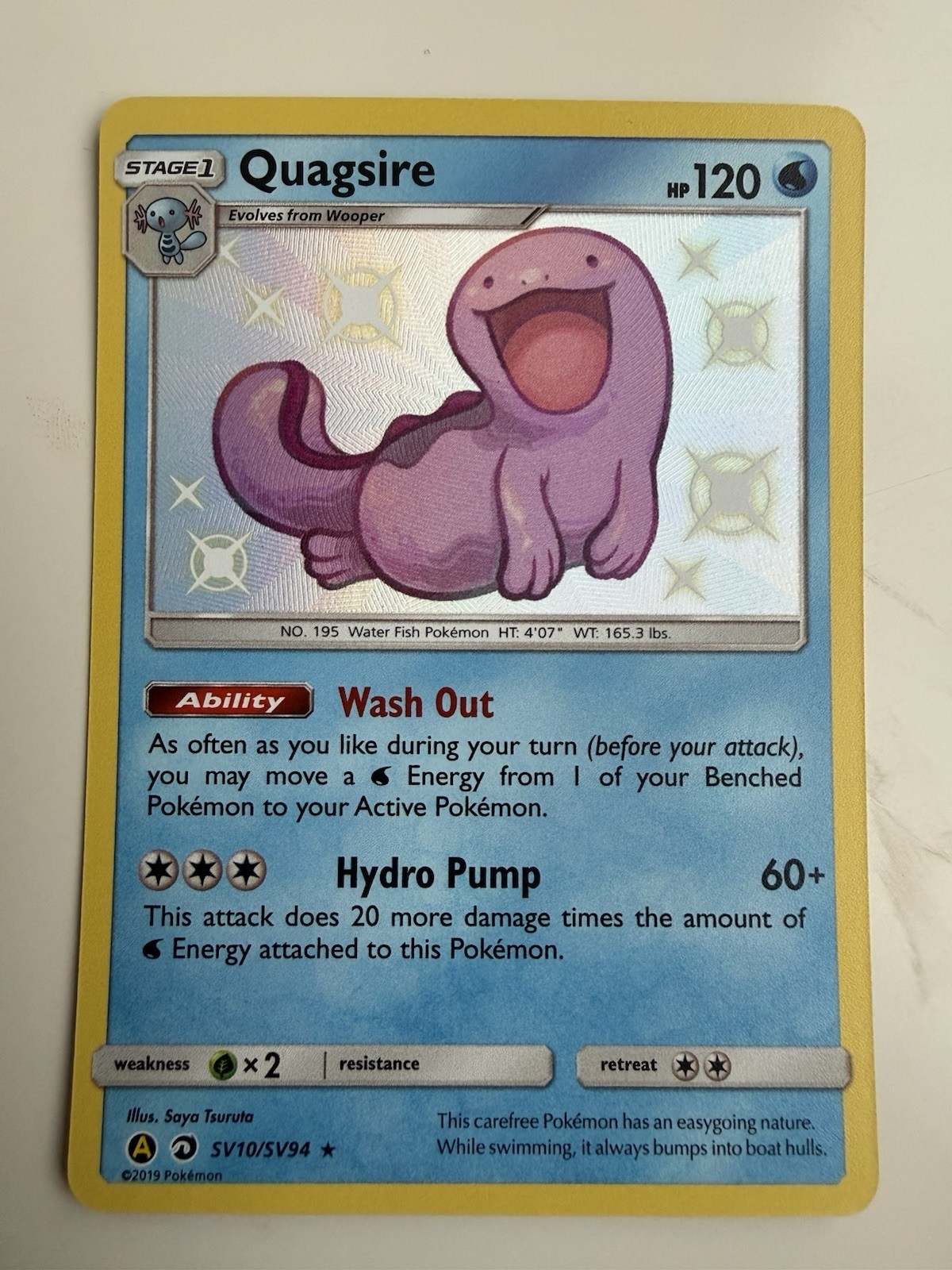 Quagsire SV10/SV94 - Hidden Fates Baby Shiny Holo Shiny Vault Pokemon Card NM