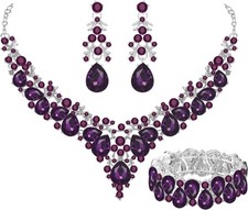 Elegant Bridal Wedding Jewelry Set for Women/Brides/Bridesmaids Teardrop Crystal