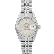 Rolex Lady Datejust 26mm 18K White Gold Steel Silver Stick Dial Watch 69174 2