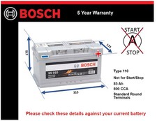 Battery fits PORSCHE CAYMAN BOXSTER 911 928 Bosch 110 800A 85Ah Quality