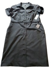 Womens 14 Petite Button Up Air Attendant Shirt Dress Slate Gray