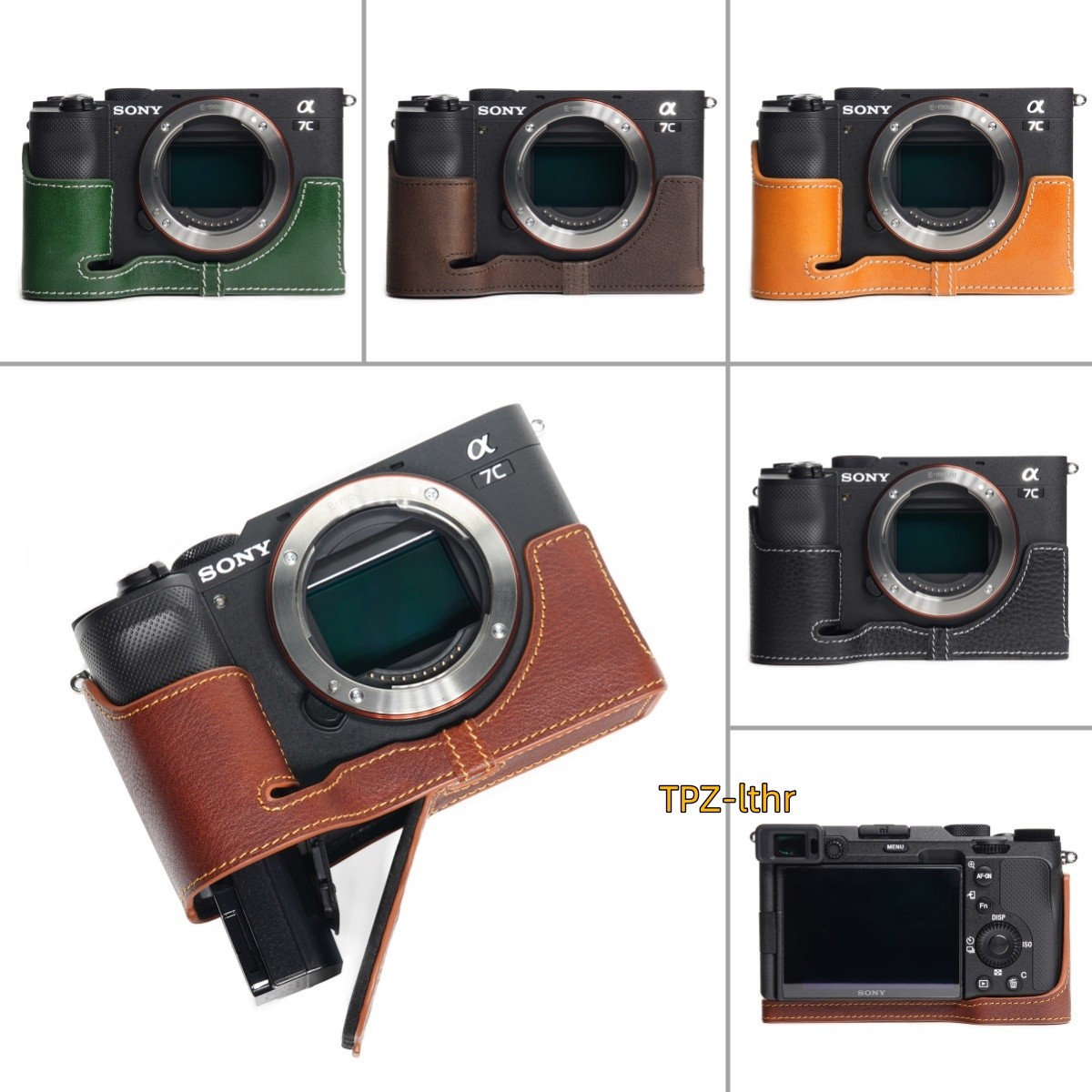 For Sony A7C Handmade Genuine Real Leather Half Camera Case Bag Cover