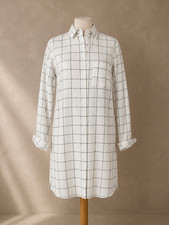 BDG Urban Outfitters Sz S Windowpane Button Down Tunic Dress White Black Grid Mi