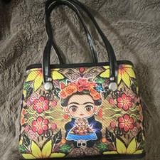 Frida Kahlo Multicolor Floral Women's Tote Bag with Double Handles