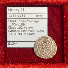 1182-5 King Henry II Silver Short Cross Penny, Alain at Carlisle, class 1b2